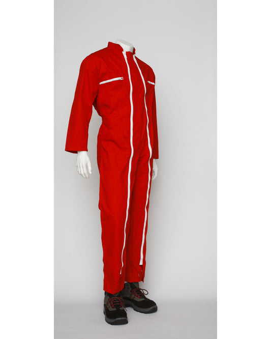 COMBINAISON POLYCOTON 2 FERMETURES ROUGE