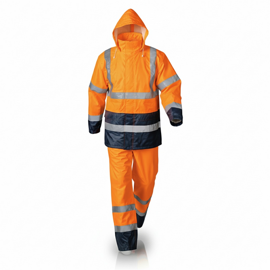 Ensemble de pluie Haute Visibilité Orange
